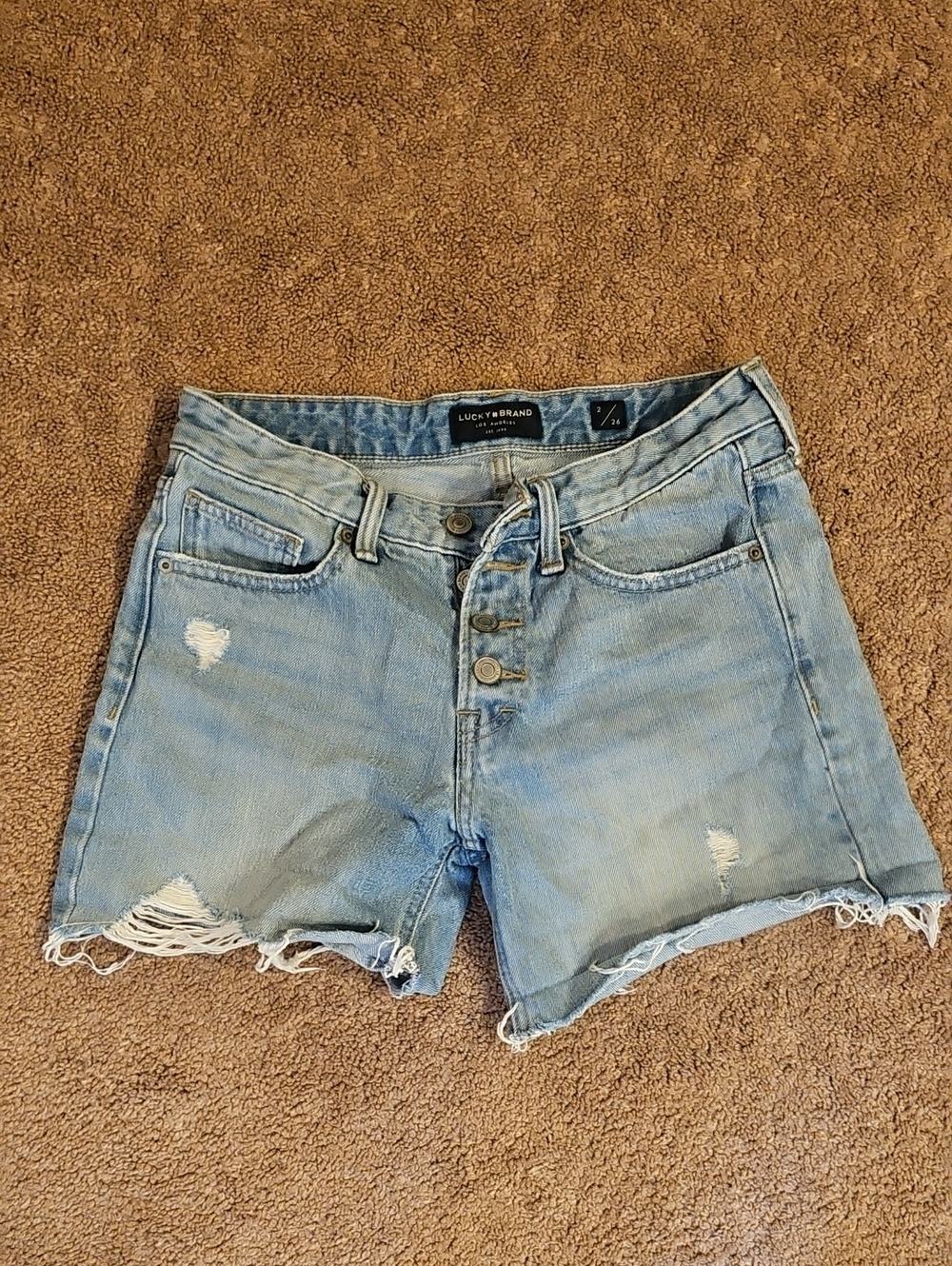 Lucky Brand Light Wash Distressed Denim Shorts
